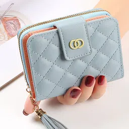 SYGA Women Textured Leather Quilted Zip Around Wallet-image-17