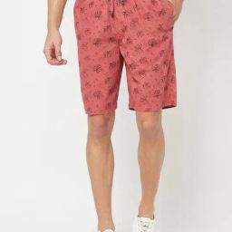 Crimsoune Club Dusty Red Regular Fit Cotton Shorts-image-4