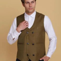 TAHVO Green Slim Fit Waistcoat-image-18