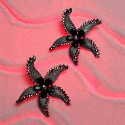 Sohi Textured Stone Starfish Black Stud Earrings for Women & Girls-image-51