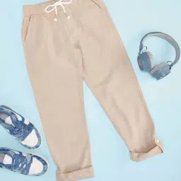 Pantaloons Junior Boys Beige Cotton Solid Track Bottoms & Joggers-picture-46