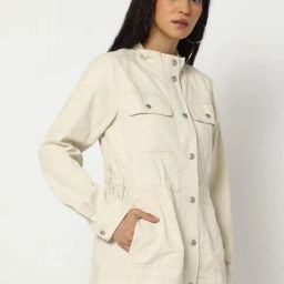 GAP Beige Cotton Solid Long Sleeves Jacket-image-98