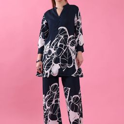 SHEETAL Associates Printed V-NeckTop With Trousers Co-Ords-image-95