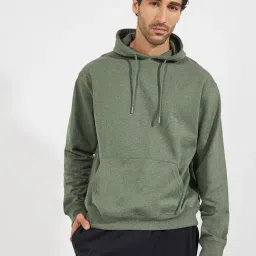 Styli Olive Relaxed Fit Solid Hoodie-image-91