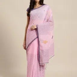Kalakari India Pink Woven Saree With Unstitched Blouse-image-54