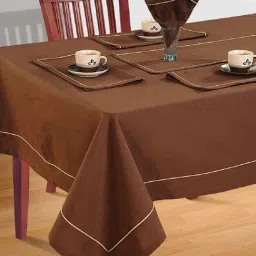 Swayam Brown 8 Seater Cotton 200 TC Table Cloth - Set of 1-21