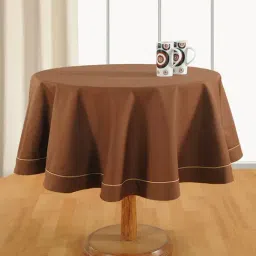 Swayam Brown 6 Seater Cotton 200 TC Round 6 Seater Round Table Cover   - Set of 1-image-98