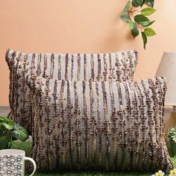 Romee Grey Cotton Stripes Cushion Covers-image-73