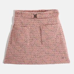 Blue Giraffe Girls Pink Self Design Regular Fit Tweed A-Line Skirt-image-60