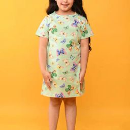 Anthrilo Kids Green Cotton Printed Dress-image-11