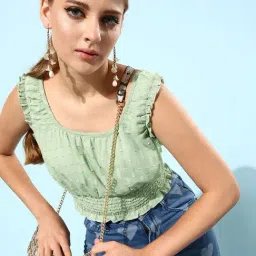 Marie Claire Green Self Design Top-picture-13