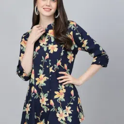 Divena Navy Floral Print Shirt-picture-45