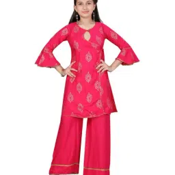 Aarika Kids Pink Cotton Printed Kurti Set-image-49