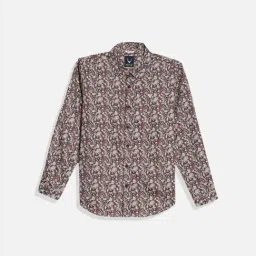 Allen Solly Boys Brown Printed Full Sleeves Shirt-image-70
