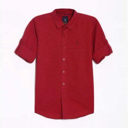 Allen Solly Boys Maroon Cotton Solid Full Sleeves Shirt-image-66