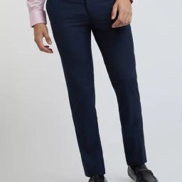 Raymond Blue Slim Fit Checks Trousers-image-29