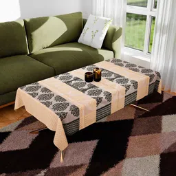 Kuber Industries Orange Floral Anti-Skid Cotton 4-Seater Table Cover-27