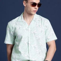 Hancock Green Cotton Relaxed Fit Printed Shirt-picture-1