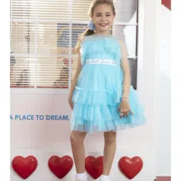Tiny Girl Sky Blue Barbie Printed Dress-image-16