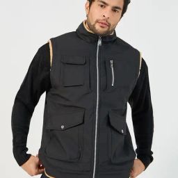 Styli Black Polyester Stand Collar Printed Jackets-picture-35