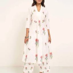 Rangmanch By Pantaloons Off White Cotton Regular Fit Floral Print Kurta-image-23