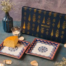 Fabindia Home Falak Blue & White Ceramic Square Platters - Set of 2-picture-11