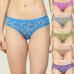 AROUSY Purple & Green Cotton Floral Print Hipster Panties - Pack Of 6-image-59