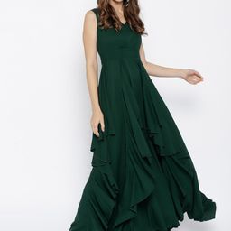 Berrylush Green V-Neck Maxi Dress-image-59