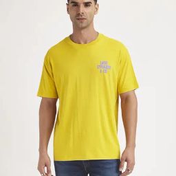 Levi's Yellow Cotton Regular Fit Logo Printed T-Shirt-image-61