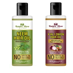Nature Glow Herbal Set Of 2 Neem Hair Oil 100 ml & 4 In 1 Onion Hair Oil 200 ml-20