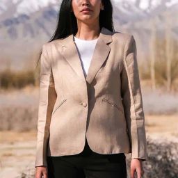 Okhai Intangible Dream Beige Cotton Linen Blazer-picture-10