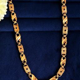VOJ Gold Plated Biscuit Shaped Chain with Small Heart-image-6