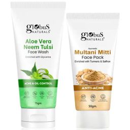 Globus Naturals Aloe Vera Neem Tulsi Face Wash & Multani Mitti Face Pack Combo-0