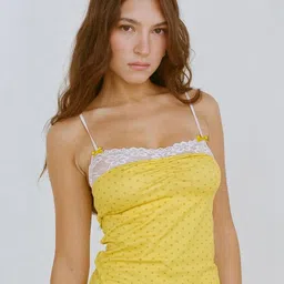 StyleCast x Revolte Yellow Polka Dots Sweetheart Neck Top-picture-45