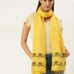 ArtEastri Yellow Printed Stole-picture-36