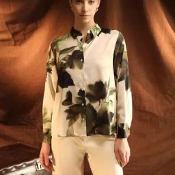 Kazo Olive Polyester Printed Shirt-image-17