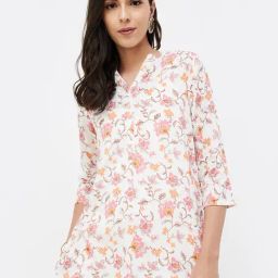 Melange by Lifestyle Off White Printed Kurti-picture-11
