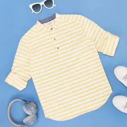 Pantaloons Junior Yellow & White Cotton Striped Full Sleeves Shirt-picture-40