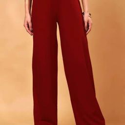 Cation Maroon Plain Trousers-image-3
