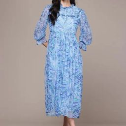 Aarke Ritu Kumar Blue Phulkaari Long Dress-image-78