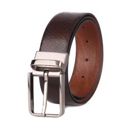 Red Chief Brown & Tan Animal Effect Leather Reversible Formal Belt For Men-image-57