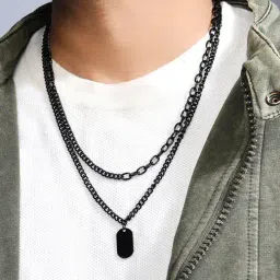 The Bro Code Black Dog Tag Layered Necklace for Men-image-29