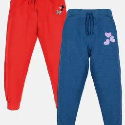 Kiddopanti Kids Red & Blue Embellished Trackpants (Pack Of 2)-image-74
