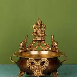Ekaa Handicrafts Brass Ganesh Urli-picture-37