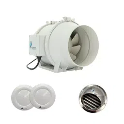 Astberg 150 mm (6 inch) 530 CMH Low Noise Operation ABS Plastic White & Silver Inline Duct Fan, AF125-40
