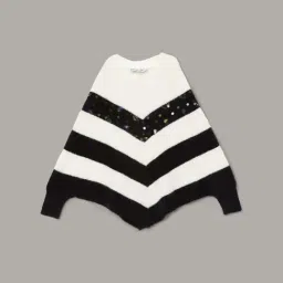 Fame Forever by Lifestyle Girls Black & White Striped Full Sleeves Sweater-image-32