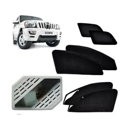 Auto Pearl Car Zipper Magnetic Sun Shades (Set of 6 Pcs) with Free Car Air Freshener for Scorpio-37