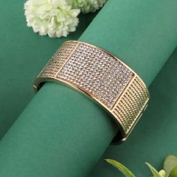 Sohi Women's Embellished Cluster Cuff Bracelet - Silver & Gold-10