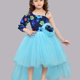 Pink Chick Kids Blue Floral Party Gowns-image-17