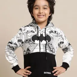 Kidsville Boys Beige & Black Character Based Full Sleeves Hoodie-image-27